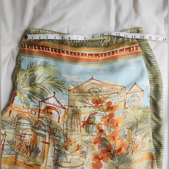 Sigrid Olsen 100% Silk Skirt Artsy Outdoor Cafe Print Sz 4 Nwot. SKIRT ONLY - Picture 4 of 13